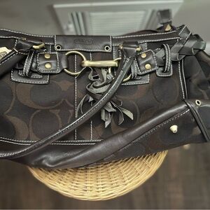 Coach Dark Brown and Black Shoulder Bag